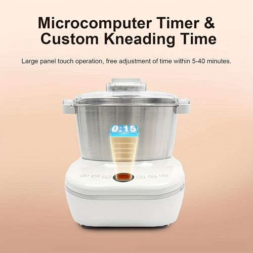 Home electric dough kneading machine with built-in fermentation function, multifunctional automatic bread and pizza dough machine, food-grade 304 stainless steel mixing bowl, intelligent microcomputer timing control