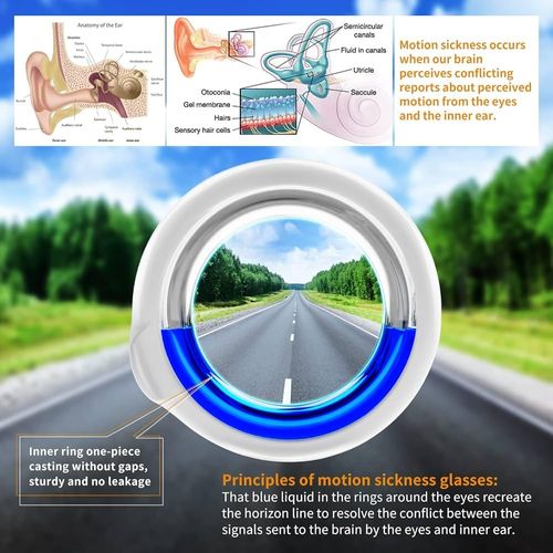 Universal white motion sickness goggles with stylish frames, suitable for using in car, plane, boat and VR gaming scenarios, free shipping and cash on delivery