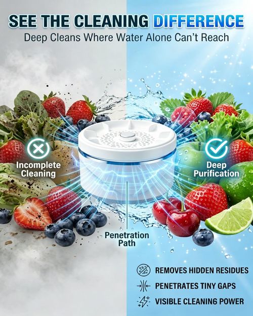 Portable fruit and vegetable cleaner, multi-use veggie spinner and washing device, practical kitchen gadget for cleaning berry, grape and fresh food, free shipping and cash on delivery