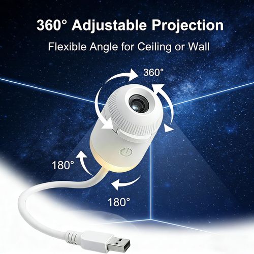 2 in 1 Galaxy Starry Sky Night Light Projector, 6 Projection Films 360° Adjustable Brightness LED Star Projector Lamp for Bedroom Ceiling Car Decoration Gift