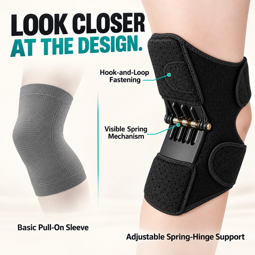 Spring Hinged Knee Brace Support, Adjustable Knee Compression Sleeve for Sports, Knee Pain Relief