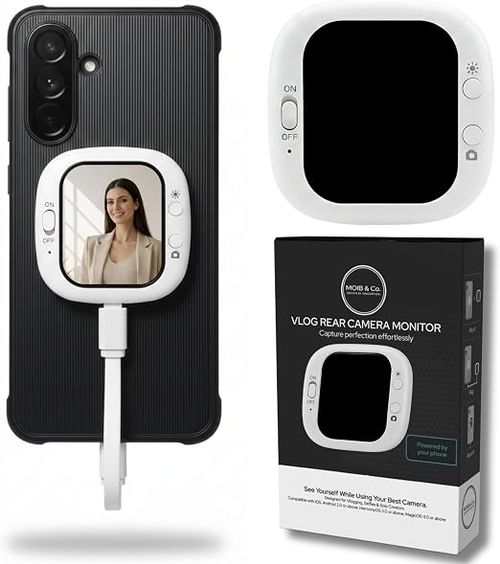 Smartphone rear camera magnetic selfie monitor