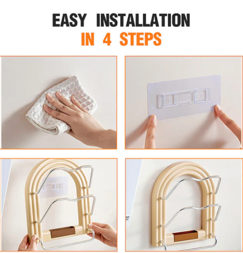 Drill-free wall-mounted pot lid storage rack