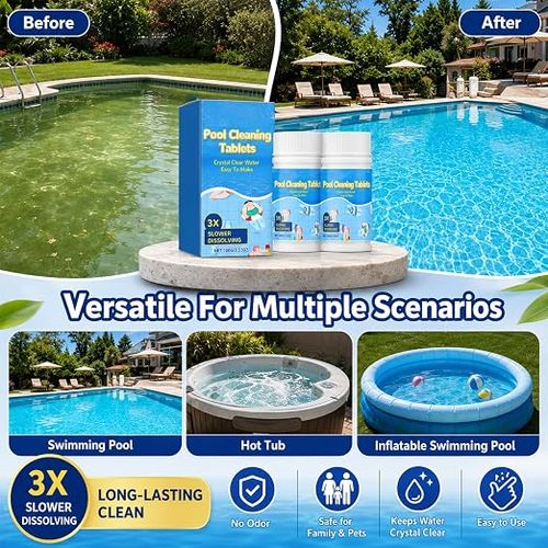 Quick Pool Cleaning Tablets (100 Tablets, Free Spray Bottle)