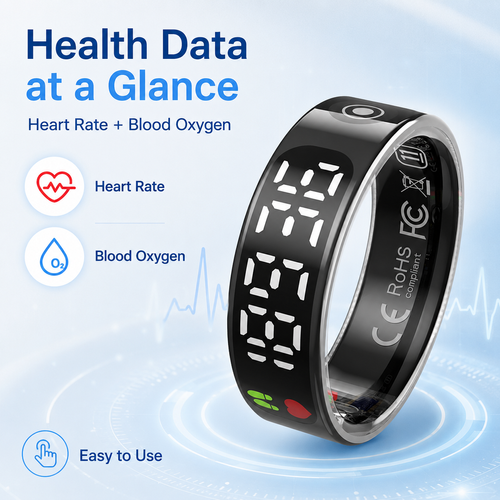 Touch Display Smart Ring, Heart Rate Pedometer Sleep Tracker Ring, Remote Control Smart Wearable Ring for Daily Fitness, Step Counting, Sleep Monitoring, Mobile Phone Control, COD Free Shipping, Pay on Delivery