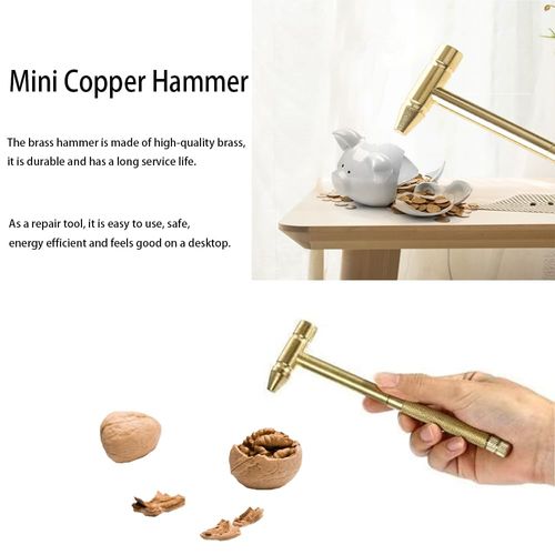 Buy 1 Get 2 6-in-1 multifunctional mini brass hammer with dual head and detachable screwdriver, compact copper tool set, sturdy and practical, ideal for jewelry making and watch maintenance repair work, free shipping and cash on delivery