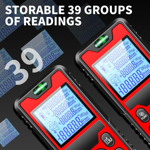 Rechargeable laser distance meter with infrared laser, 4-digit & 4 readings display, supports distance, area, volume and double Pythagorean measurement, high precision portable measuring tool, free shipping and cash on delivery