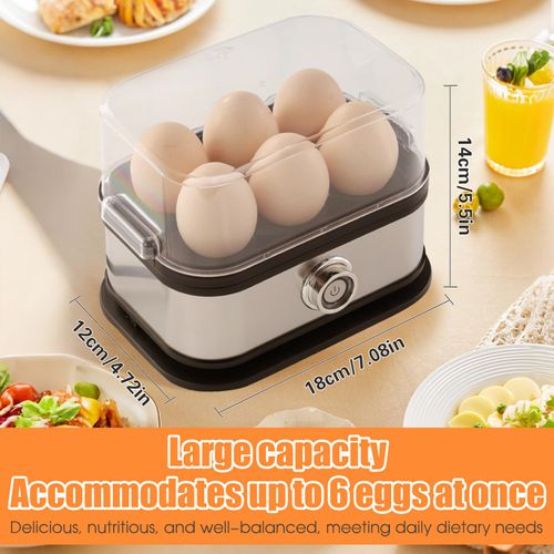 Electric smart egg cooker with auto shut-off function, stainless steel steamer can make soft, medium and hard boiled eggs, also works for steaming vegetables, practical kitchen appliance, free shipping and cash on delivery