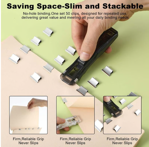 ✨ Portable Folder Stapler - Includes 50 Reusable Staples