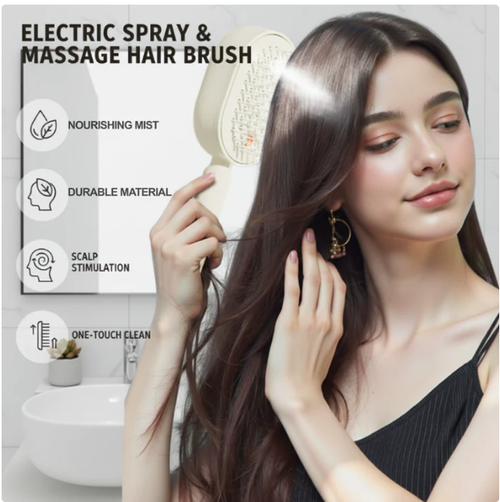 Electric Hair Brush with Spray and Massage