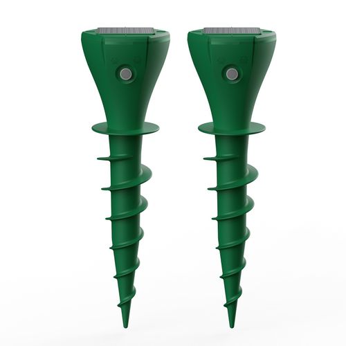 2 Pack Green Solar Powered Ultrasonic Mole Repeller, Waterproof Outdoor Pest Repellent to Repel Moles, Gophers, Snakes, Chipmunks and Groundhogs for Lawn Garden Yard