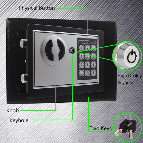 Digital electronic security safe and lockbox, designed for home, office, hotel and business places, used to store cash, jewelry and valuables, free shipping and cash on delivery