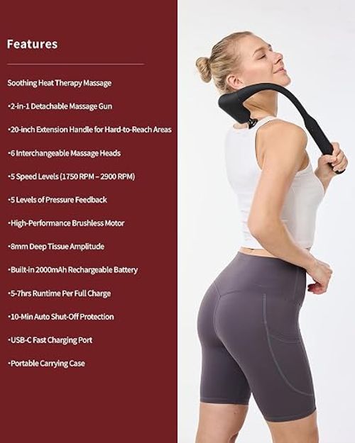 Portable Impact Massage Gun with Extended Handle