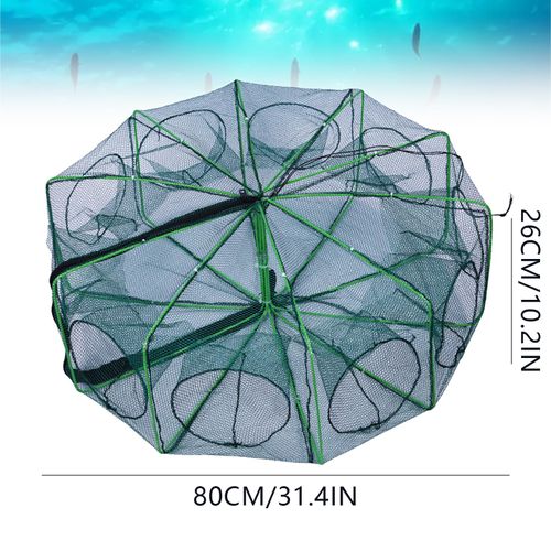 Upgraded reinforced auto-foldable fishing trap net. Portable and durable magic folding design, perfect for catching minnow, bait fish and crawfish, ideal outdoor fishing equipment, free shipping and cash on delivery.