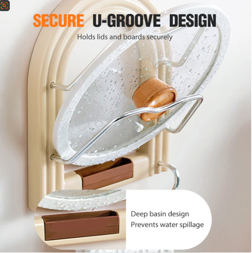 Drill-free wall-mounted pot lid storage rack