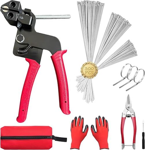 Stainless steel fastening strap tool | Four times stronger than plastic | Includes 150 fastening straps