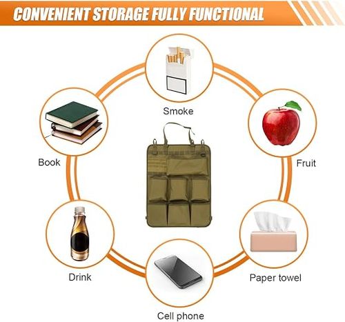 Car seat back storage bag with 8 pockets