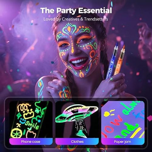 Glow-in-the-Dark Face and Body Paint Marker Set (8 Pieces)