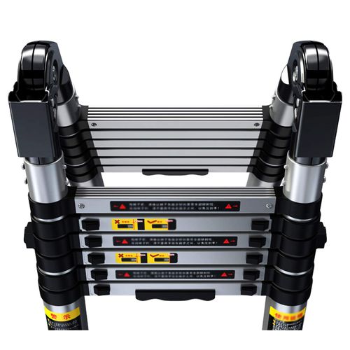 Heavy duty A-type aluminum telescopic extension ladder, max load up to 337 lb, equipped with stabilizer, multi-purpose design for daily use, free shipping and cash on delivery