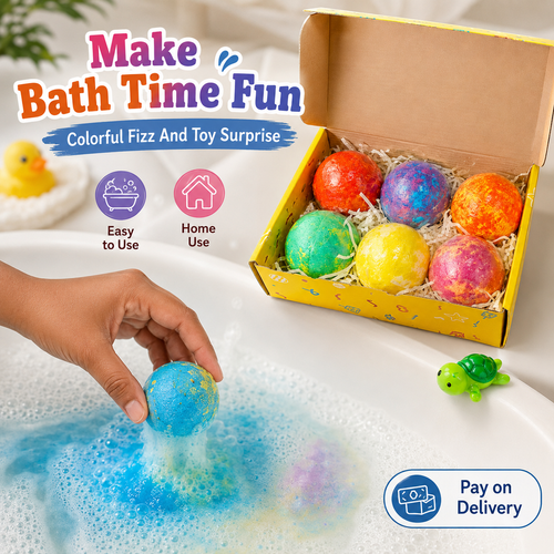 Kids Bath Bombs Natural Handmade Fizzy Bath Bomb Set with Surprise Toy Inside, Shea Cocoa Butter Moisturizing Spa Bath Kit for Birthday Gifts, COD Free Shipping Pay on Delivery