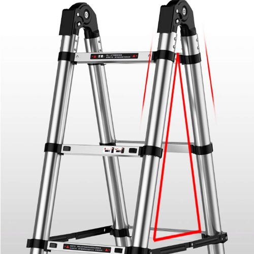 Heavy duty A-type aluminum telescopic extension ladder, max load up to 337 lb, equipped with stabilizer, multi-purpose design for daily use, free shipping and cash on delivery