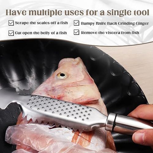 🐟2-in-1 stainless steel fish scaler + ginger grater