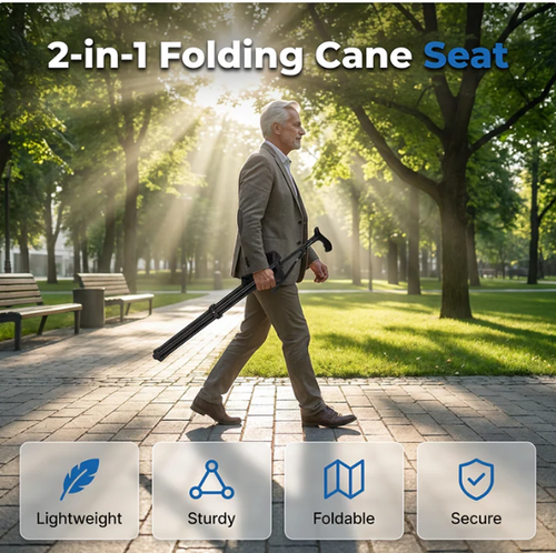 Foldable Walking Cane with Seat
