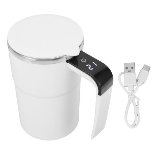 13oz magnetic self stirring mug with lid, rechargeable 304 stainless steel auto mixing cup, easy to blend coffee, milk and protein powder, portable daily drinkware, free shipping and cash on delivery