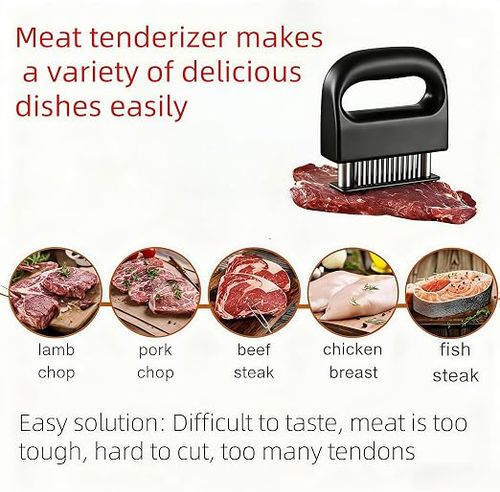 Buy One Get One Free - 8 Pieces Stainless Steel Meat Tenderizer - Instant Tenderizing, Dishwasher Safe, with Safety Storage Cover