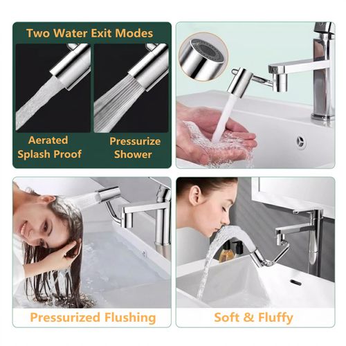 5D U-Shaped Rotating Faucet Extender, Universal Sink Aerator with Multi-Angle Mechanical Arm for Kitchen and Bathroom Washing, Anti-Splash Metal Faucet Nozzle, Free Shipping COD and Pay on Delivery