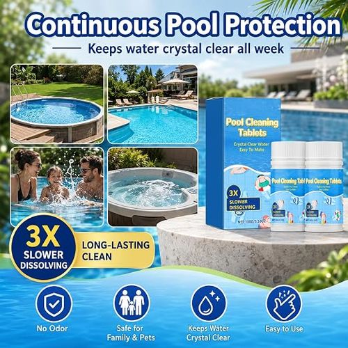 Quick Pool Cleaning Tablets (100 Tablets, Free Spray Bottle)