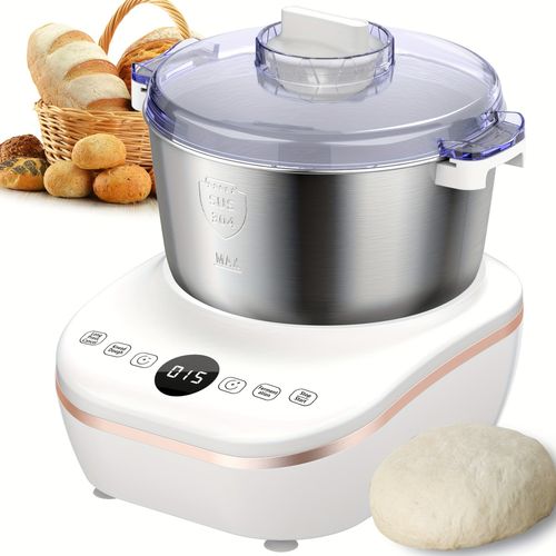 Home electric dough kneading machine with built-in fermentation function, multifunctional automatic bread and pizza dough machine, food-grade 304 stainless steel mixing bowl, intelligent microcomputer timing control