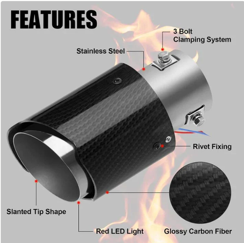 Car Modified Carbon Fiber LED Exhaust Pipe (High Temperature Resistant)