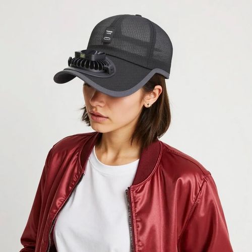 UPF50+ solar fan hat with breathable white mesh design, solar powered cooling fan cap, ideal for all kinds of outdoor activities, free shipping and cash on delivery