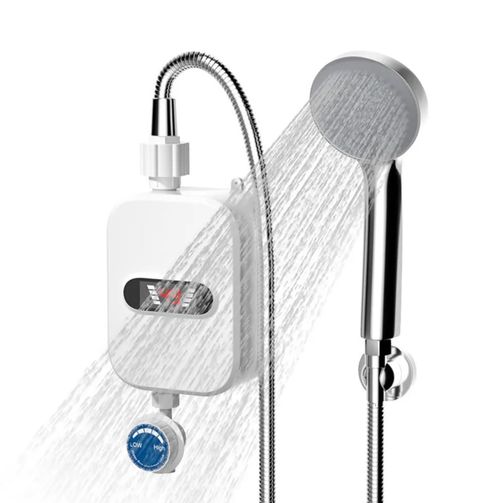 Instant electric shower head with tankless heating design, thermostatic and adjustable temperature. Waterproof and safe to use, perfect for home bathroom, fast heating and easy installation, free shipping & cash on delivery.