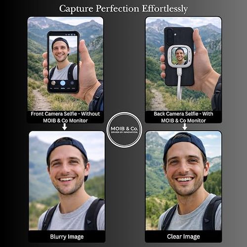 Smartphone rear camera magnetic selfie monitor