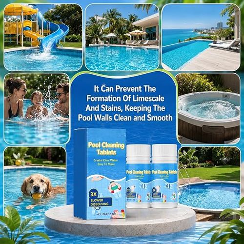 Quick Pool Cleaning Tablets (100 Tablets, Free Spray Bottle)