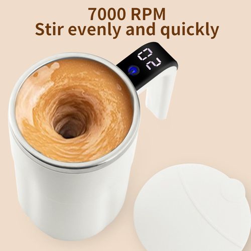 13oz magnetic self stirring mug with lid, rechargeable 304 stainless steel auto mixing cup, easy to blend coffee, milk and protein powder, portable daily drinkware, free shipping and cash on delivery