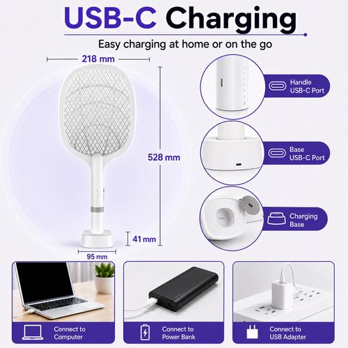 Buy 1 Get 2 rechargeable electric fly swatter equipped with UV light trap and charging base. It can eliminate mosquitoes, flies, bees and moths efficiently, perfect for indoor household use, free shipping and cash on delivery.