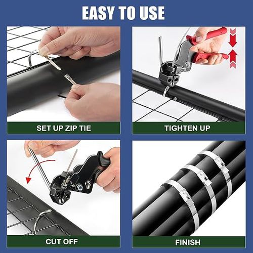 Stainless steel fastening strap tool | Four times stronger than plastic | Includes 150 fastening straps