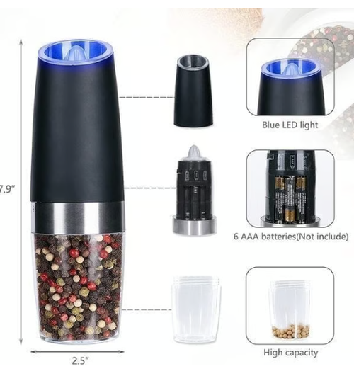 Automatic electric gravity-sensing salt and pepper grinder