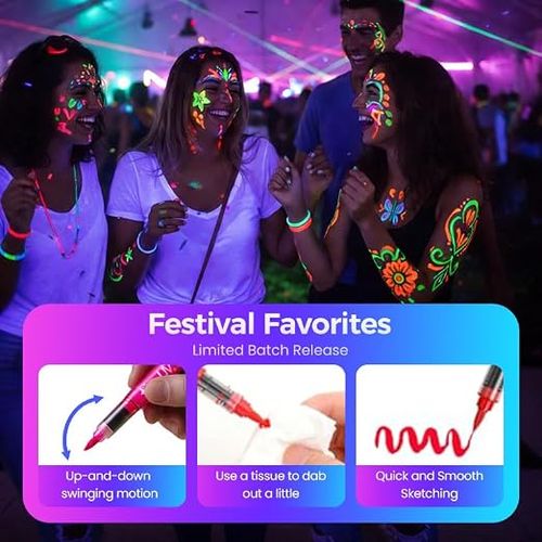 Glow-in-the-Dark Face and Body Paint Marker Set (8 Pieces)