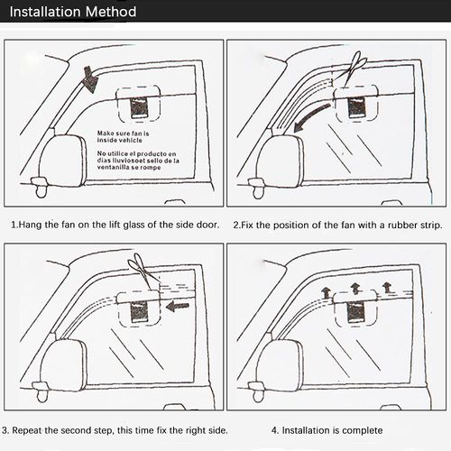 Solar energy car fan installs on front and rear windows. It provides effective ventilation and heat dissipation, energy-saving and portable, keeps air fresh inside the vehicle, free shipping and cash on delivery.