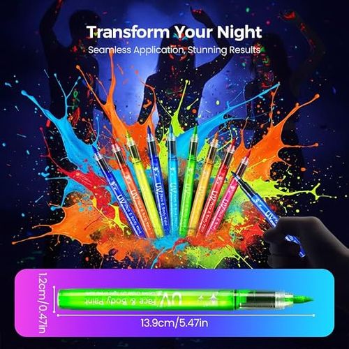 Glow-in-the-Dark Face and Body Paint Marker Set (8 Pieces)