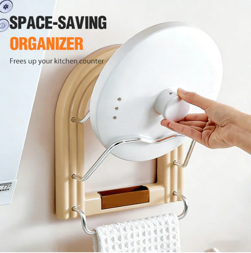 Drill-free wall-mounted pot lid storage rack