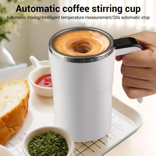 13oz magnetic self stirring mug with lid, rechargeable 304 stainless steel auto mixing cup, easy to blend coffee, milk and protein powder, portable daily drinkware, free shipping and cash on delivery