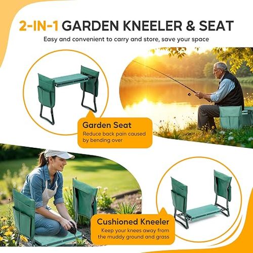 Foldable Gardening Stool for Sitting and Kneeling