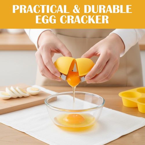 Buy 1 Get 5 durable handheld egg cracker, easy to open eggs without mess, practical egg separator tool for baking, scrambled eggs and omelets, essential kitchen gadget, free shipping and cash on delivery