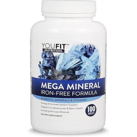 Mega Minerals Supplement by Youfit Nutrition | All 72 Trace Minerals | Premium Formula with Source of Minerals and Immune Health Support | Iron Free | All in One |1000mg Calcium 500mg Magnesium