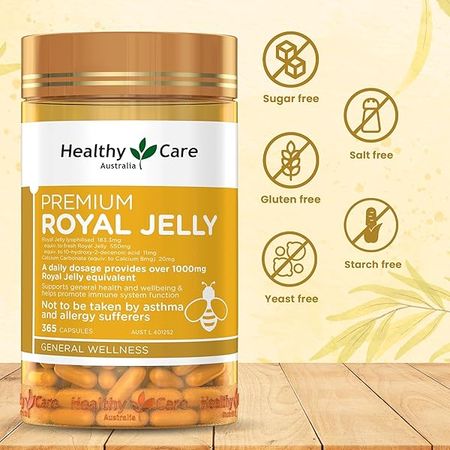 Healthy Care Royal Jelly 1000 365 Capsules Supplements Made in Australia